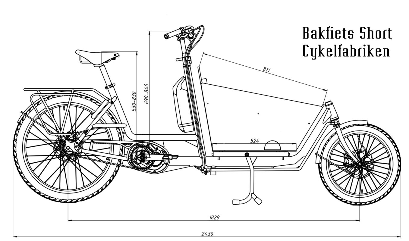 Bakfiets Short Box Clients dimensions 1600 | Cykelfabriken