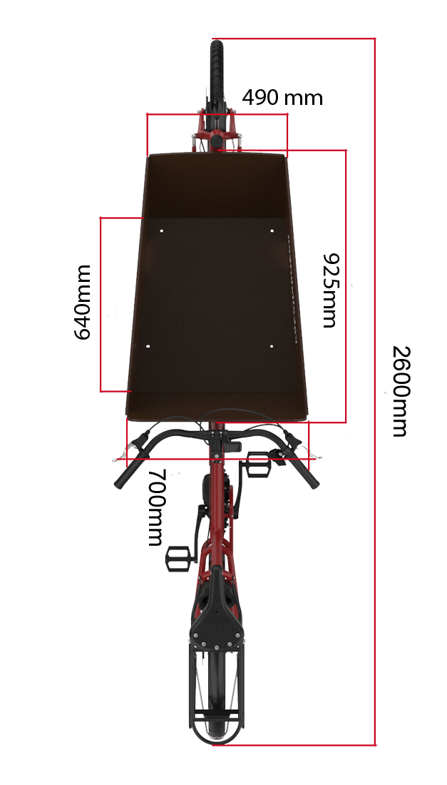 Bakfiets Longe Red Top View H H H 2023 | Cykelfabriken