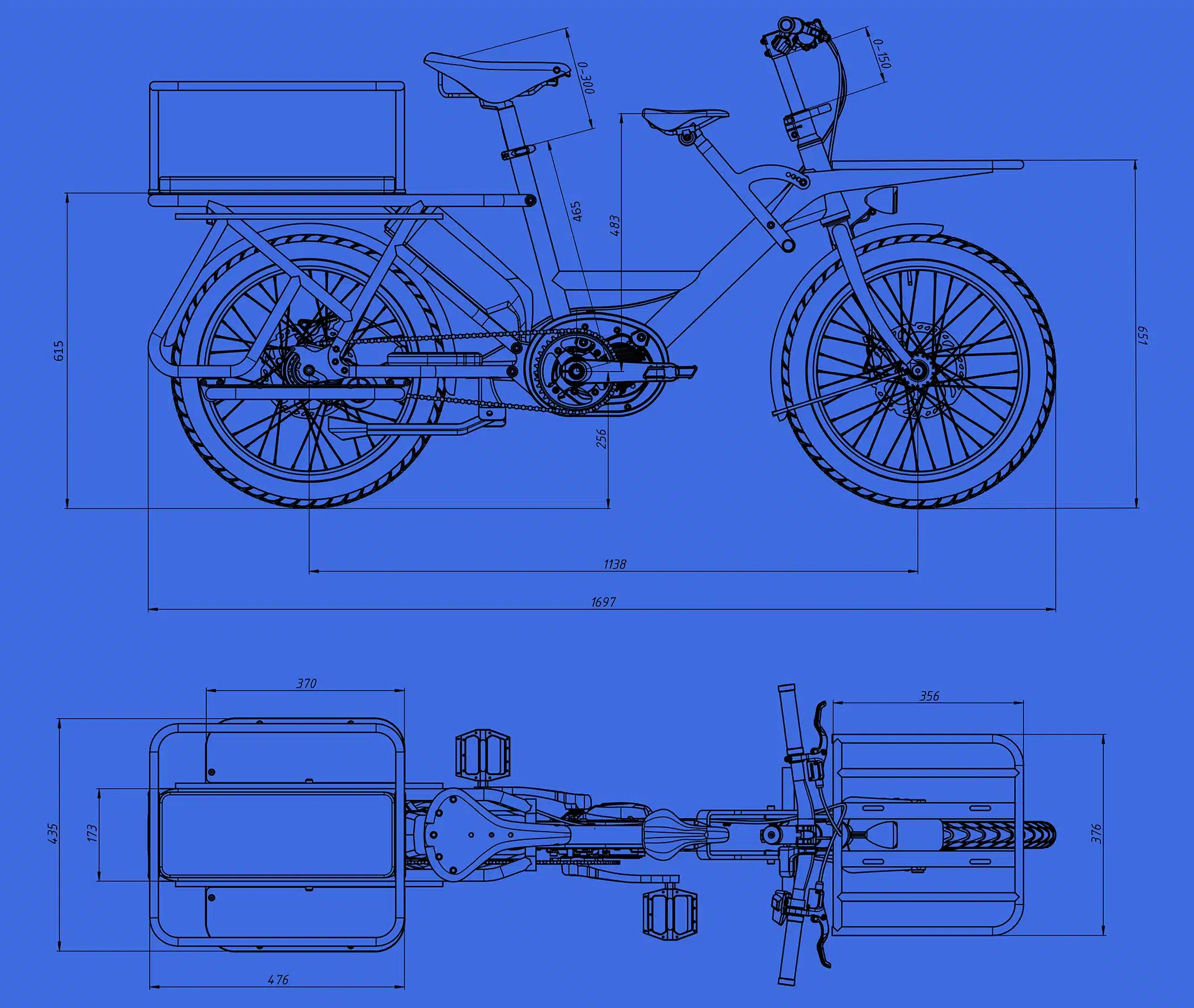 Oma Longtail Dimensions Blue Print